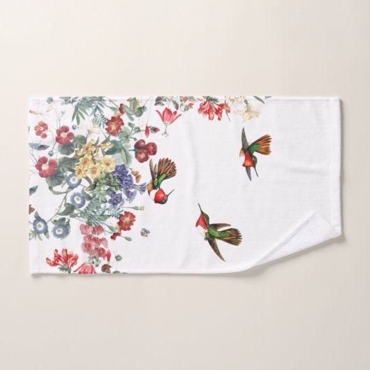 Hummingbird Bird Butterfly Flower Bath Set Bad Handdoek (Handdoek)