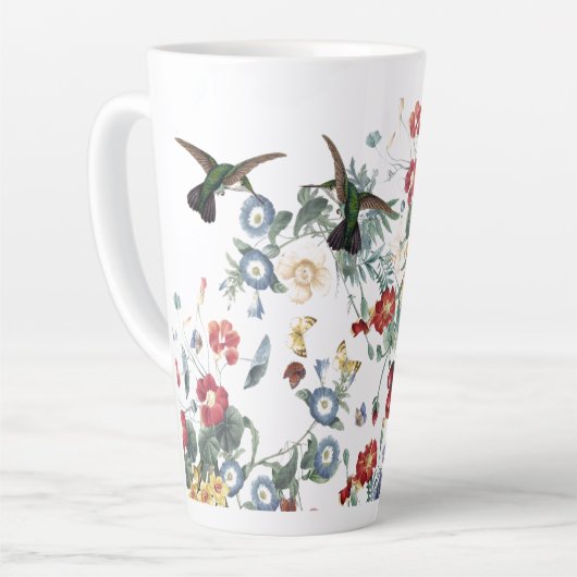 Hummingbird Bird Butterfly Garden Flower Latte Mok (Linkerhoek)