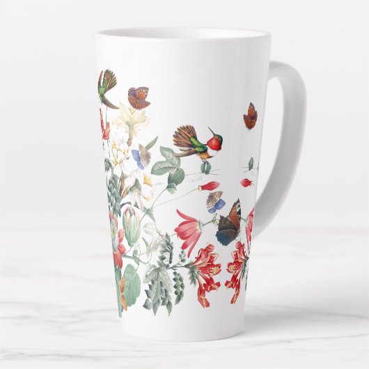 Hummingbird Bird Butterfly Garden Flower Latte Mok (Rechterhoek)