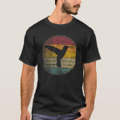 Hummingbird Bird  Distress Retro Silhouet T-shirt (Voorkant)