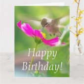 Hummingbird Bird Floral Birthday Big Wenskaart Kaart (Gele Bloem)