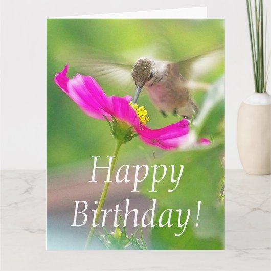 Hummingbird Bird Floral Birthday Big Wenskaart Kaart (Voorkant)
