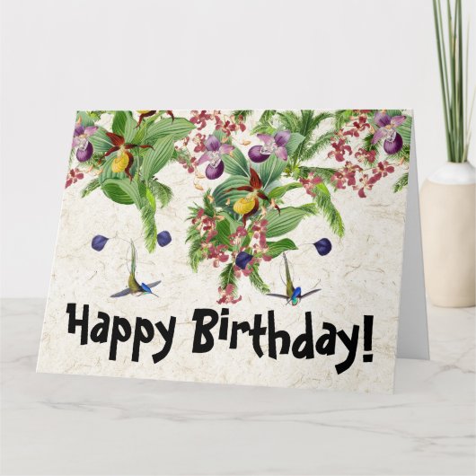Hummingbird Bird Floral Birthday Big Wenskaart Kaart (Voorkant)