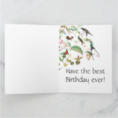 Hummingbird Bird Flower Floral B'day Wenskaart Kaart (Binnen)