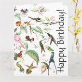 Hummingbird Bird Flower Floral B'day Wenskaart Kaart (Gele Bloem)