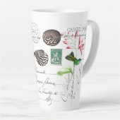 Hummingbird Bird Flower French Ephemera Latte Mok (Rechterhoek)