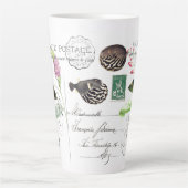 Hummingbird Bird Flower French Ephemera Latte Mok (Voorkant)
