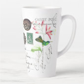Hummingbird Bird Flower French Ephemera Latte Mok (Rechts)