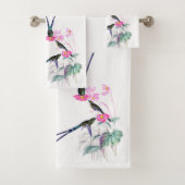 Hummingbird Bird Flowers Bath Towel Set Bad Handdoek (Insitu)