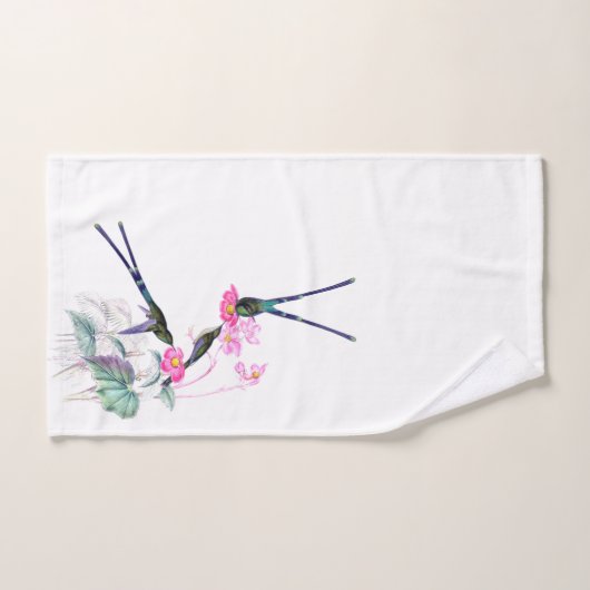 Hummingbird Bird Flowers Bath Towel Set Bad Handdoek (Handdoek)
