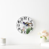 Hummingbird Bird Flowers Big Number Wall klok (Huis)