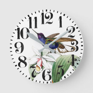 Hummingbird Bird Flowers Big Number Wall klok
