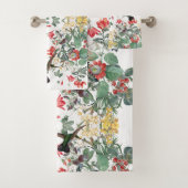 Hummingbird Bird Garden Flowers Bath Towel Set Bad Handdoek (Insitu)