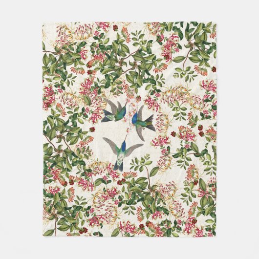 Hummingbird Bird Honeysuckle Fleece Blanket Deken (Voorkant)