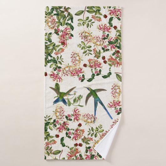 Hummingbird Bird Honeysuckle Flower Bath Towel Set Bad Handdoek (Badhanddoek)