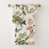 Hummingbird Bird Honeysuckle Flower Bath Towel Set Bad Handdoek (Insitu)