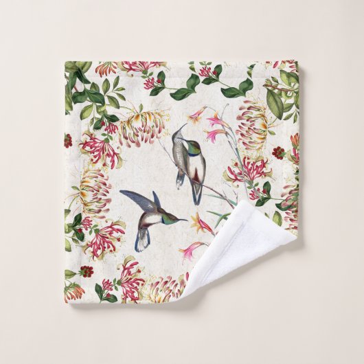 Hummingbird Bird Honeysuckle Flower Bath Towel Set Bad Handdoek (Wasdoekje)