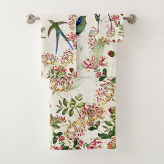 Hummingbird Bird Honeysuckle Flower Bath Towel Set Bad Handdoek