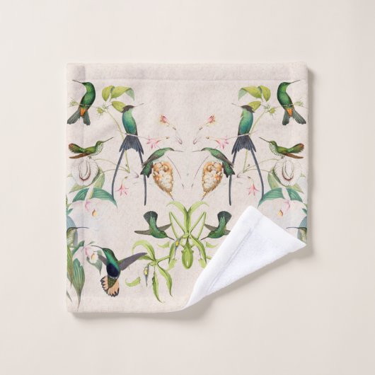 Hummingbird Bird Nest Orchid Flower Bath Set Bad Handdoek (Wasdoekje)
