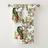 Hummingbird Bird Orchid Flowers Bath Towel Set Bad Handdoek (Insitu)