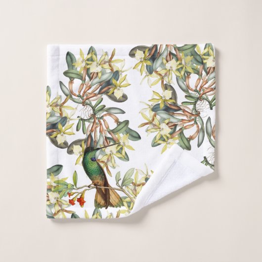 Hummingbird Bird Orchid Flowers Bath Towel Set Bad Handdoek (Wasdoekje)