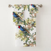 Hummingbird Bird Orchid Flowers Bath Towel Set Bad Handdoek (Insitu)