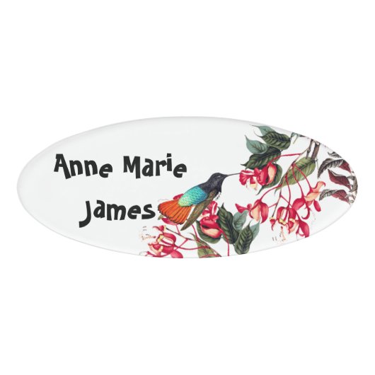 Hummingbird Bird Orchid Flowers Name Tag (Voorkant)