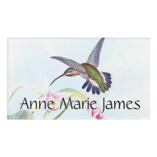 Hummingbird Bird Orchid Flowers Name Tag (Voorkant)