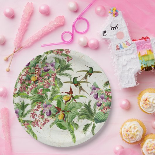 Hummingbird Bird Orchids Flowers Paper Party Bord (Feest)