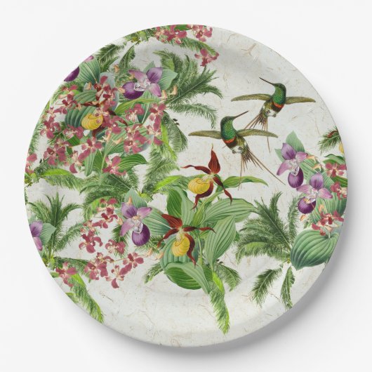 Hummingbird Bird Orchids Flowers Paper Party Bord (Voorkant)