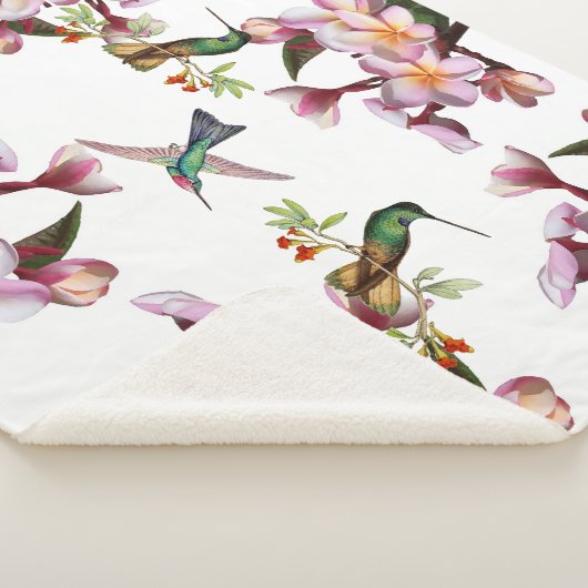 Hummingbird Bird Plumeria Flowers Sherpa Blanket Sherpa Deken (3/4)