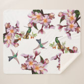 Hummingbird Bird Plumeria Flowers Sherpa Blanket Sherpa Deken (Voorkant (horizontaal))