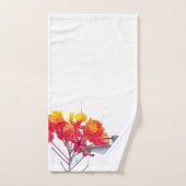Hummingbird Bird Red Flowers Bath Towel Set Bad Handdoek (Handdoek)
