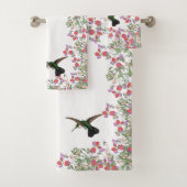 Hummingbird Bird Sweet Pea Flower Bath Set Bad Handdoek (Insitu)