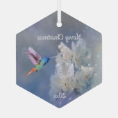 Hummingbird Bird White Garden Flower Kerstmis Glas Ornament (Achterkant)