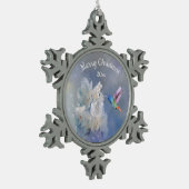Hummingbird Bird White Garden Flower Kerstmis Tin Sneeuwvlok Ornament (Links)