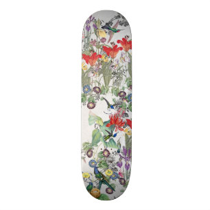 Hummingbird Bird Wildlife Animal Floral Skateboard