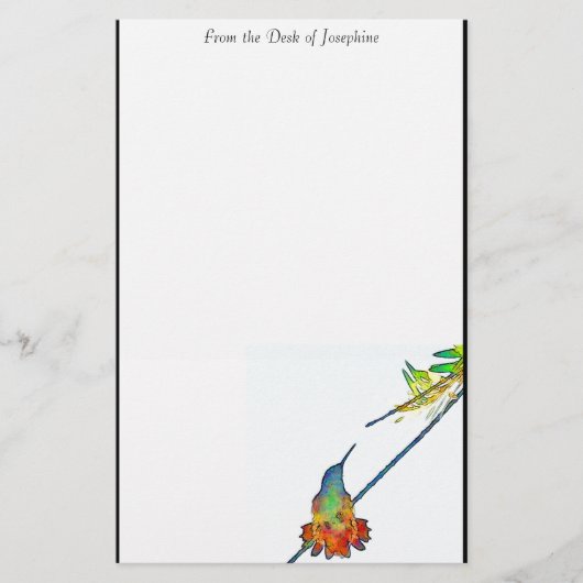 Hummingbird Bird Wildlife Floral Briefpapier (Voorkant)