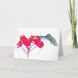 Hummingbird Bird Wildlife Floral Kaart
