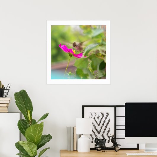 Hummingbird Bird Wildlife Floral Poster (Thuiskantoor)