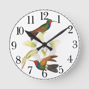 Hummingbird Bird Wildlife Floral Wall Clock Ronde Klok