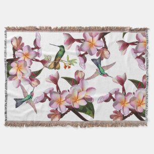 Hummingbird Bird Wildlife Plumeria Floral Throw Deken