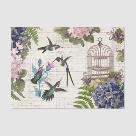 Hummingbird  Birdcage Floral Weefselpapier Tissuepapier (Voorkant)