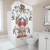 Hummingbird Birds Audubon Flower Curtain Douchegordijn (In situ)