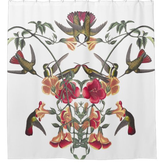 Hummingbird Birds Audubon Flower Curtain Douchegordijn (Voorkant)