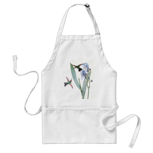 Hummingbird Birds Blue Iris Flowers Apron Standaard Schort (Voorkant)