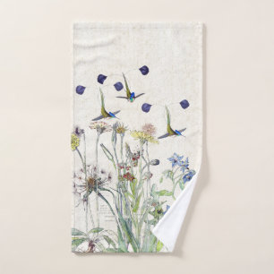 Hummingbird Birds Catsear Flowers Bath Towel Set Bad Handdoek