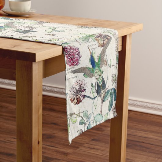 Hummingbird Birds Clover Flowers Table Runner Lange Tafelloper (Voorbeeld)