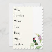 Hummingbird Birds Floral Bridal Shower Invitation Kaart (Achterkant)