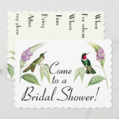 Hummingbird Birds Floral Bridal Shower Invitation Kaart (Voorkant / Achterkant)